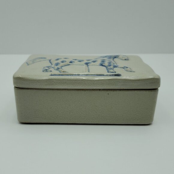 Prestige Place Carousel Horse Trinket Box Gray Ceramic Blue Horse Lidded Dish - Picture 3 of 6